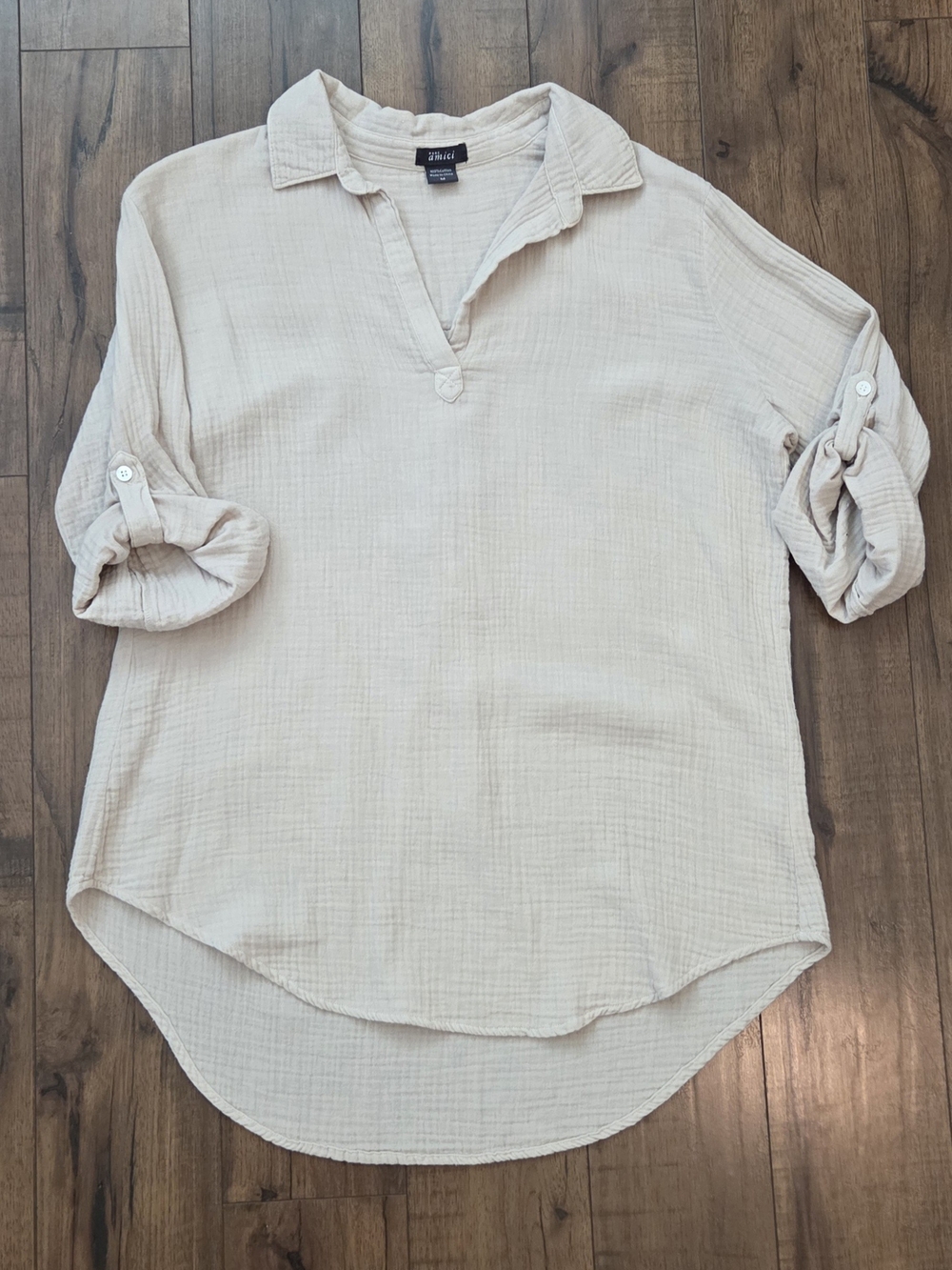 Cream Gauze Tunic Top